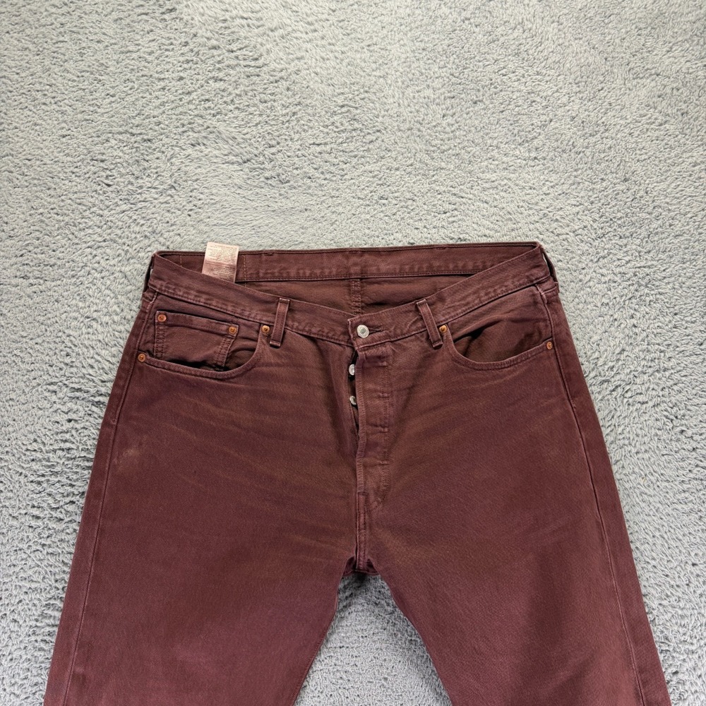 Levi's 501 Jeans Mens 38x34 Brown Denim Straight Leg Workwear Travel Button-Fly - Picture 2 of 10